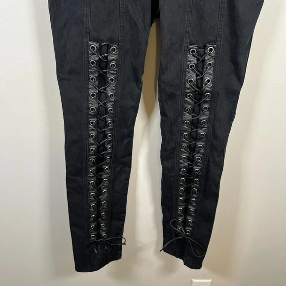 Tripp NYC Lace Up Jeans Size 16 Black Skinny Goth Punk 90s Dang Goodman - Picture 4 of 9